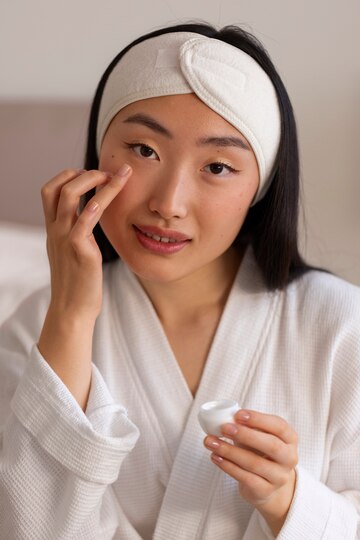 front-view-woman-doing-skincare_23-2150467003 روتین‌های چندمرحله‌ای کره‌ای؛ راز پوستی درخشان کره‌ای‌ها