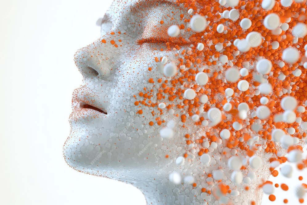 futuristic-robotic-face-with-tranquil-expression-representing-blending-human-traits-with_981101-77694 آشنایی با اسیدهای پوستیAHA، BHA، PHA  و کاربرد آن‌ها در مراقبت از پوست